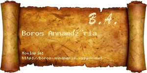 Boros Annamária névjegykártya