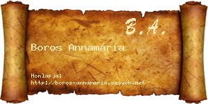 Boros Annamária névjegykártya